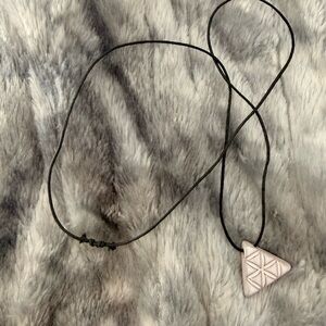 Geometric Pendant Necklace - Black and Cream